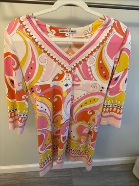 Barbara Gerwit Pink & Yellow Printed Mini Dress